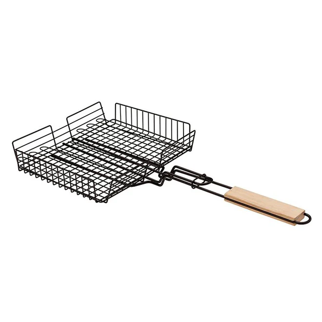 Char-Broil non-stick grilling basket with handle on grill