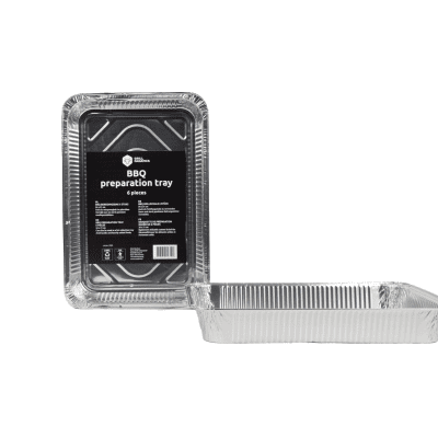 rectangular BBQ preparation tray for grilling and food prep
