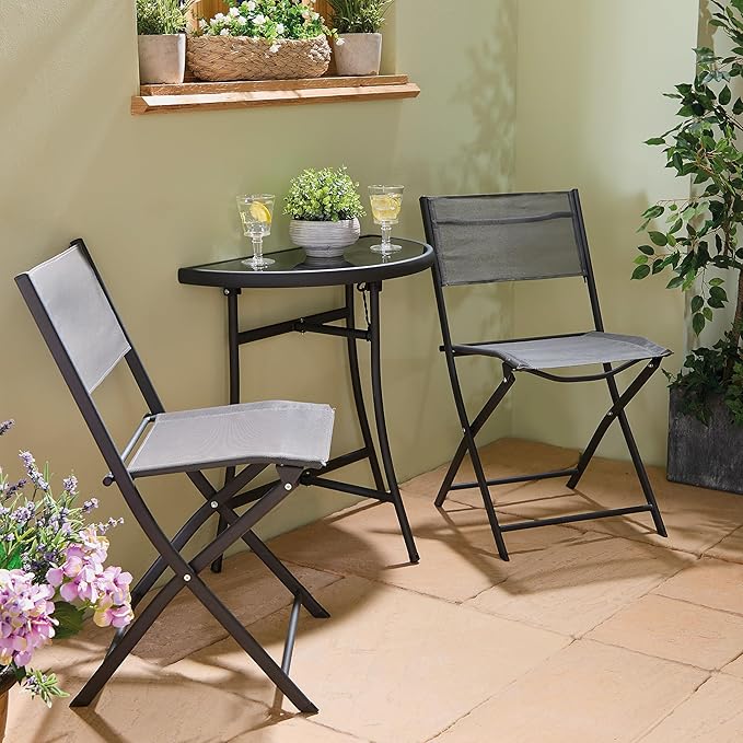 Casabella folding half bistro set with glass table and chairs