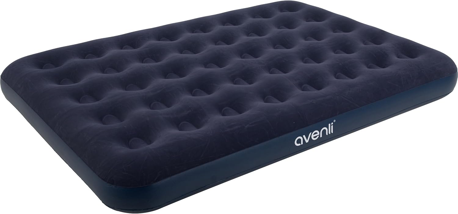 Double flocked inflatable airbed for camping and guest use