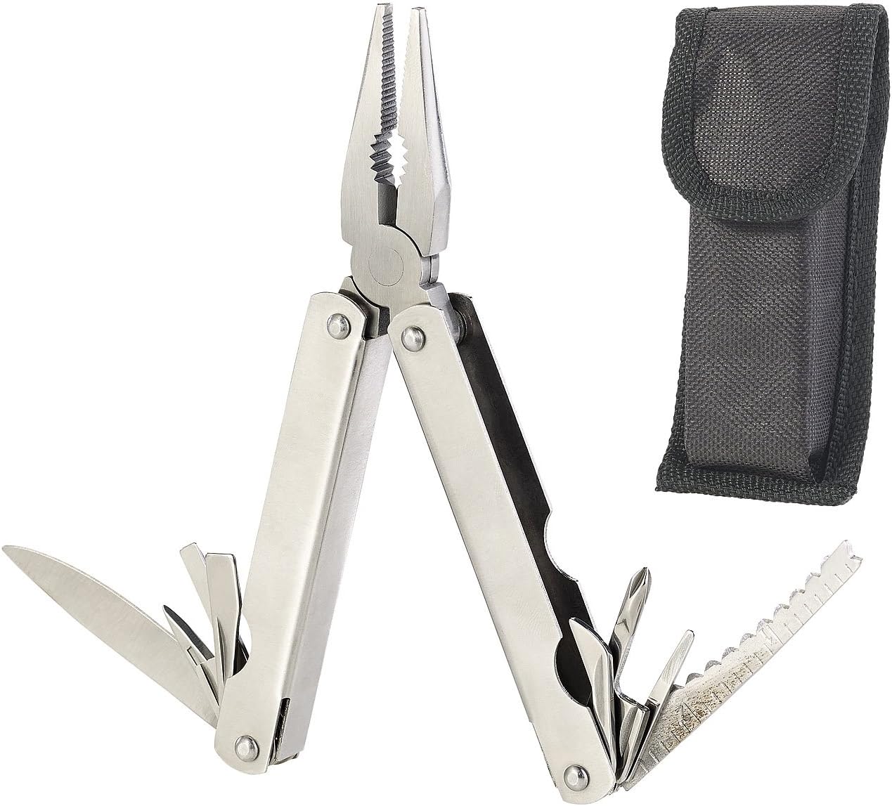 15 in 1 stainless steel multi tool plier with nylon belt pouch