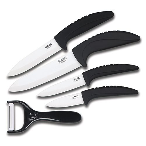Misty ceramic knife set with acrylic stand