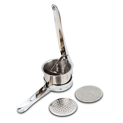 Manual potato ricer with two interchangeable discs