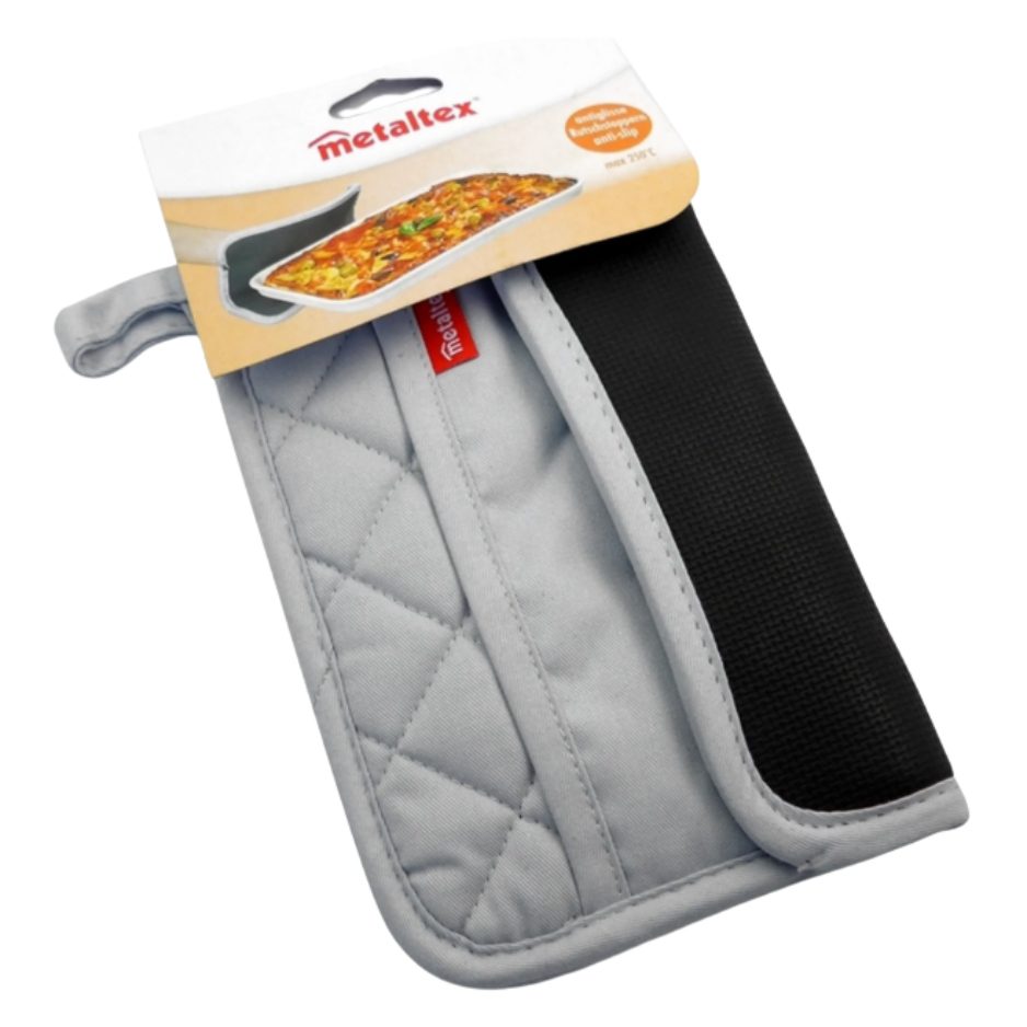 Silicone heat resistant glove holding hot tray