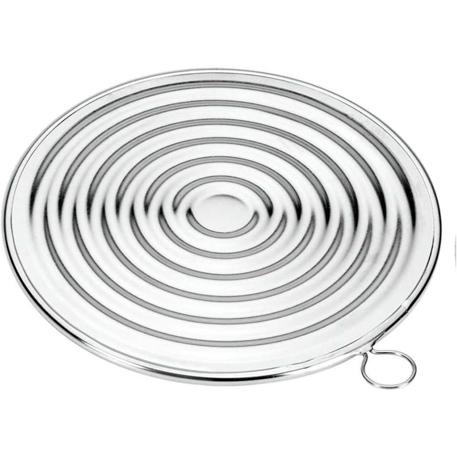 Gas flame diffuser placed on stove under pot